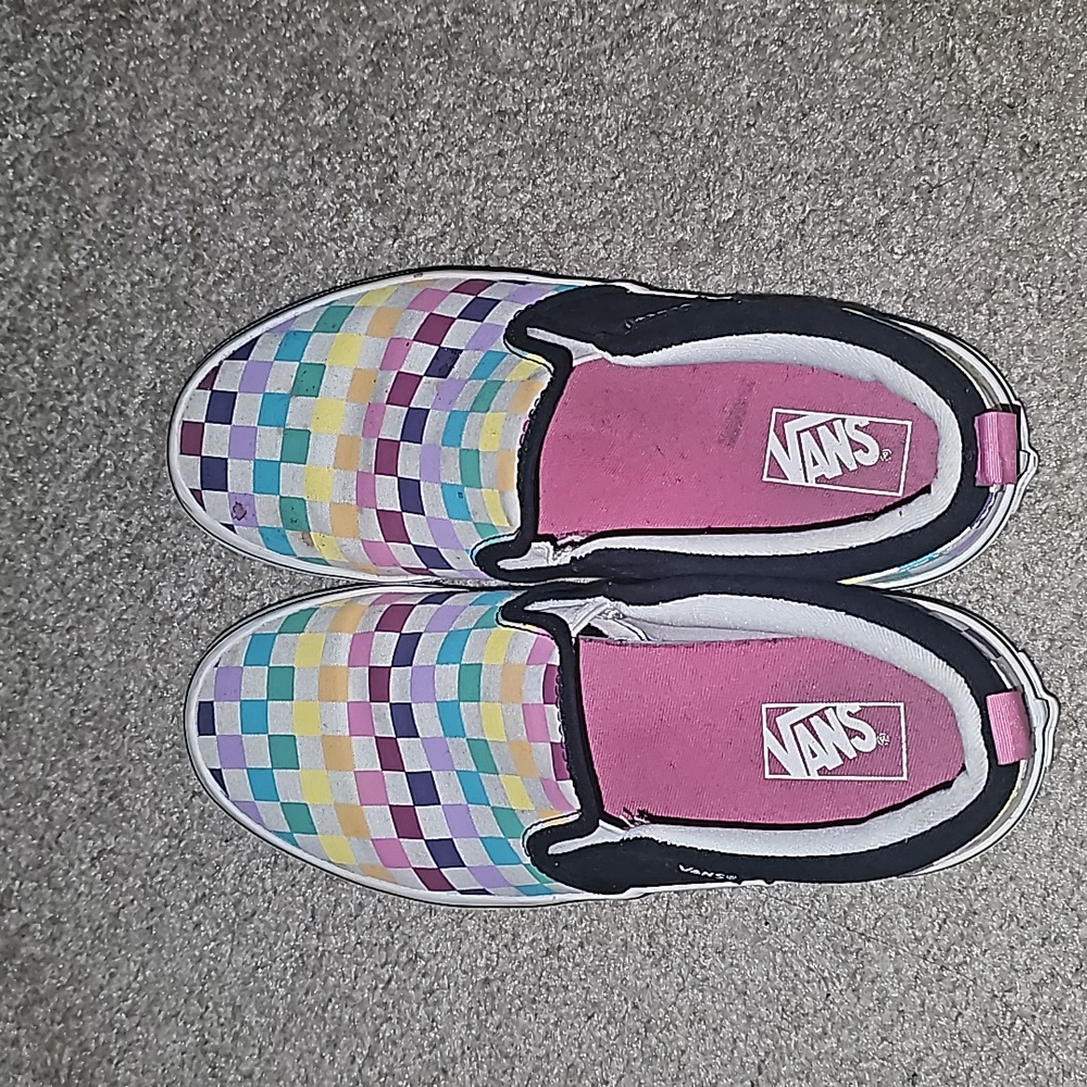 Vans kids colorfully checkered slip on sneakers